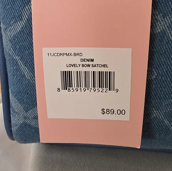 NWT JUICY COUTURE EXCLUSIVE DENIM SATCHEL with Bow Accent and Crossbody Strap. - Picture 5 of 7